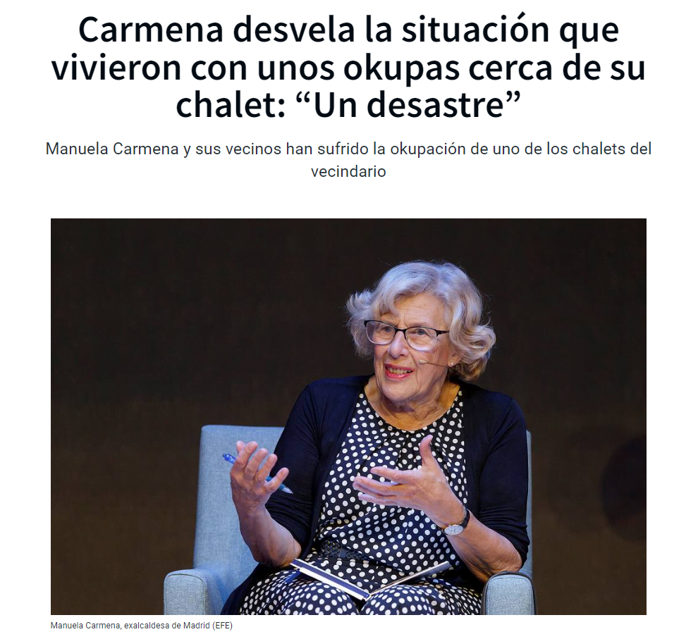 Carmena sobre los okupas de su barrio